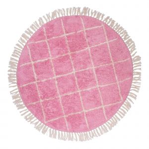 Kindervloerkleed Round pink crosses  - Strepen - 100 rond - Tapis Petit