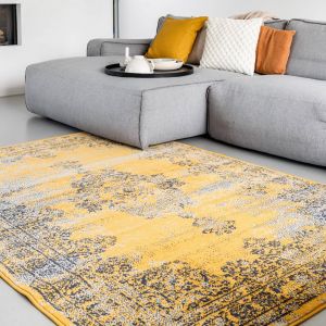 Vintage Vloerkleed Bloom - Okergeel/Grijs - EVA Interior