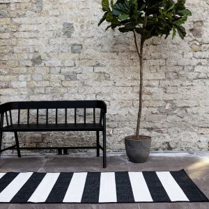 Buiten loper - Balkonkleed Stripes - Zwart/Wit - dubbelzijdig - EVA Interior - 80 x 250cm (M)