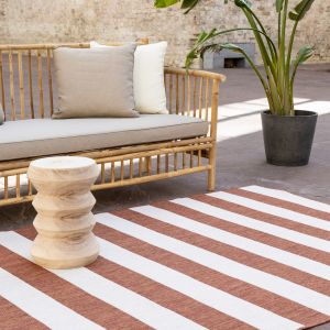 Buitenkleed Stripes roest/wit dubbelzijdig - 160 x 230 cm - (M)