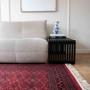 Vintage vloerkleed By Beppe rood met franjes - Interieur05