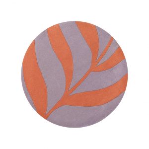 Wol Vloerkleed rond 120 cm Leaf Lavender Salmon - By Lifa
