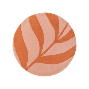 Wol Vloerkleed rond 120 cm Leaf Coral - By Lifa