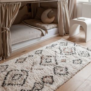 Berber Vloerkleed Hoogpolig Wit- Ikat - Interieur05-80 x 150 cm - (XS)