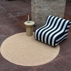 Rond Jute buitenkleed Naturel Visgraat Border 200 Ø - (L) - Interieur05