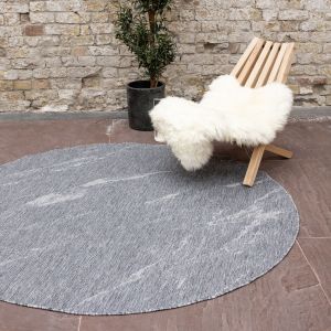 Rond Buitenkleed Marble - Grijs/Wit - dubbelzijdig - EVA Interior