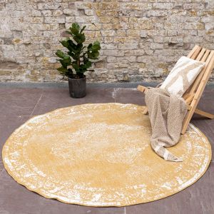   Rond Buitenkleed sage - Geel/Okergeel - dubbelzijdig - EVA Interior