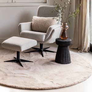Rond Zacht Hoogpolig Vloerkleed Lux Beige / Taupe - Interieur05