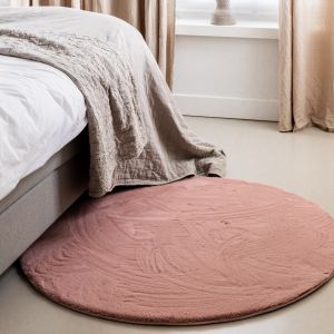 Rond Zacht Hoogpolig Vloerkleed Lux Oud Roze - Interieur05