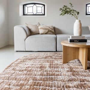 Vloerkleed Rectangle Edge Bruin/Wit - Interieur05