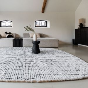 Vloerkleed Rectangle Edge Creme wit/Zwart - Interieur05
