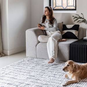 Vloerkleed Rectangle Creme wit/Zwart - Interieur05