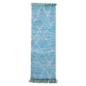 HK Living wollen loper blauw/turquoise - 80 x 250 cm - (S)