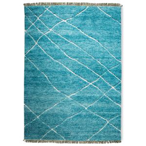 Handgeknoopt wollen vloerkleed turquoise hkliving 260x360cm