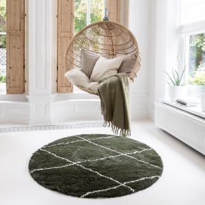 Berber Rond vloerkleed hoogpolig Groen/Cream - scandinavisch - nea - Interieur05