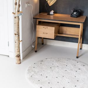 Rond Vloerkleed Kinderkamer stip - Wit/Zwart - Dots - Interieur05