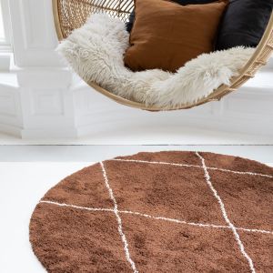 Berber vloerkleed rond hoogpolig Roest/Cream - scandinavisch - nea - Interieur05