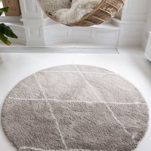 Berber Rond vloerkleed hoogpolig Grijs/Beige/Zand/Cream - scandinavisch - nea - Interieur05