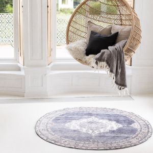 Rond Vintage Vloerkleed Blauw - Senna - Interieur05