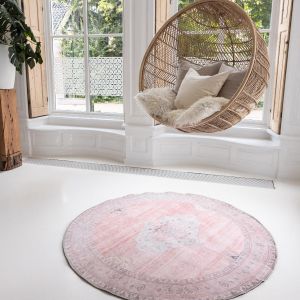 Rond Vintage Vloerkleed Roze - Senna - Interieur05