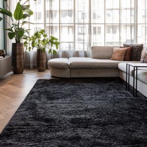 Hoogpolig vloerkleed Fender antraciet/zwart - 200 x 290 cm - (L)
