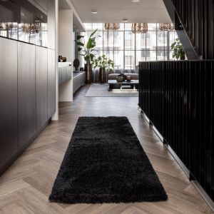 Hoogpolig loper vloerkleed Fender Antraciet/zwart 