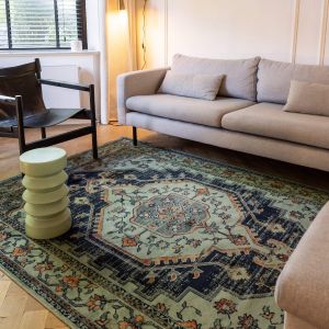 Vintage Vloerkleed Tokat Groen/Blauw - Tier