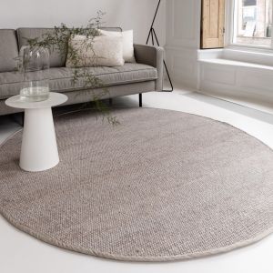 Rond Wollen Vloerkleed Grijs/Beige Vik